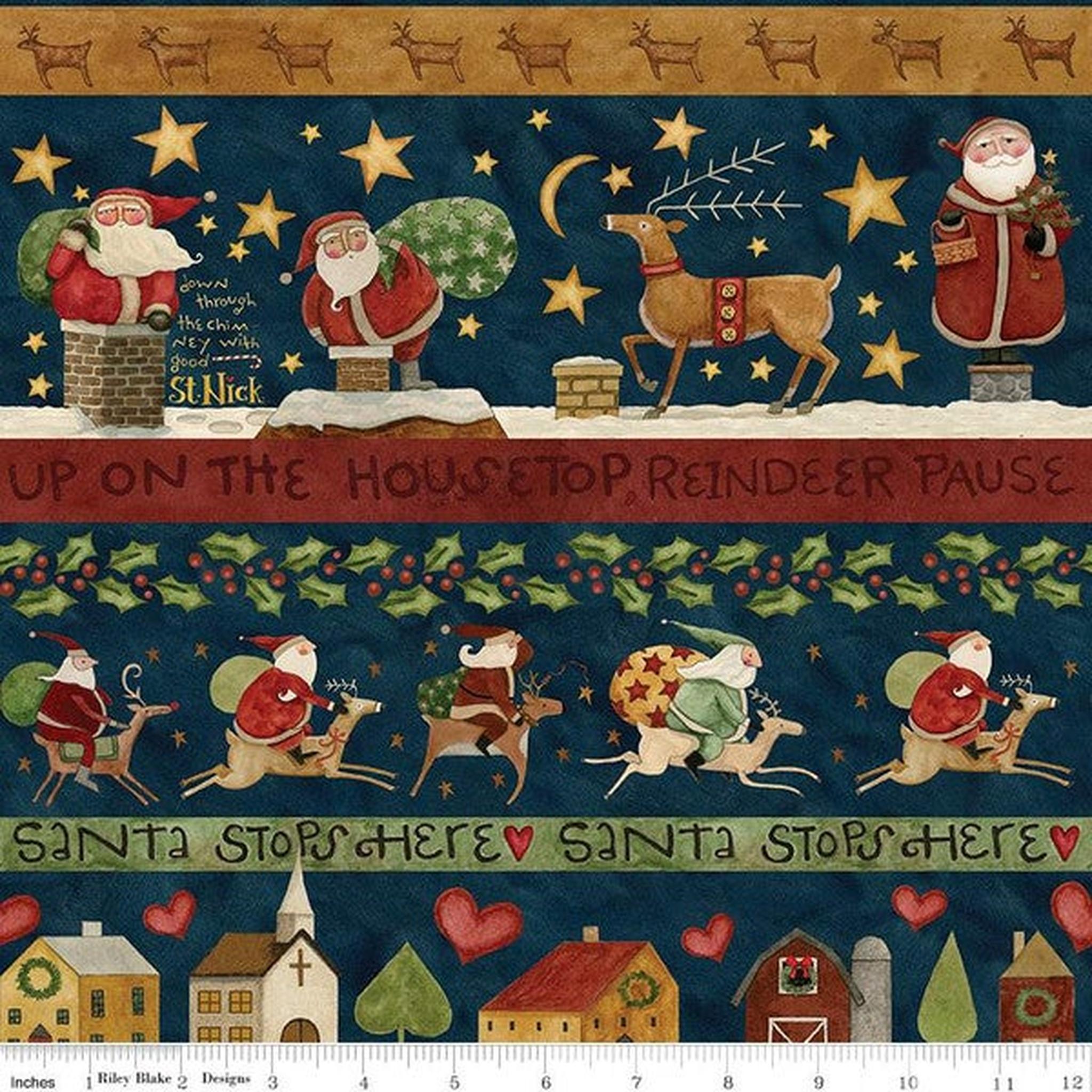 Up on the Housetop by Theresa Kogut Stripe: Midnight