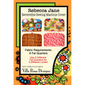 A sewing pattern cover for a reversible sewing machine by Rebecca Jane, from Villa Rosa Designs. The cover features four fabric pattern options shown in square insets, including colorful floral, paisley, and pink floral designs.