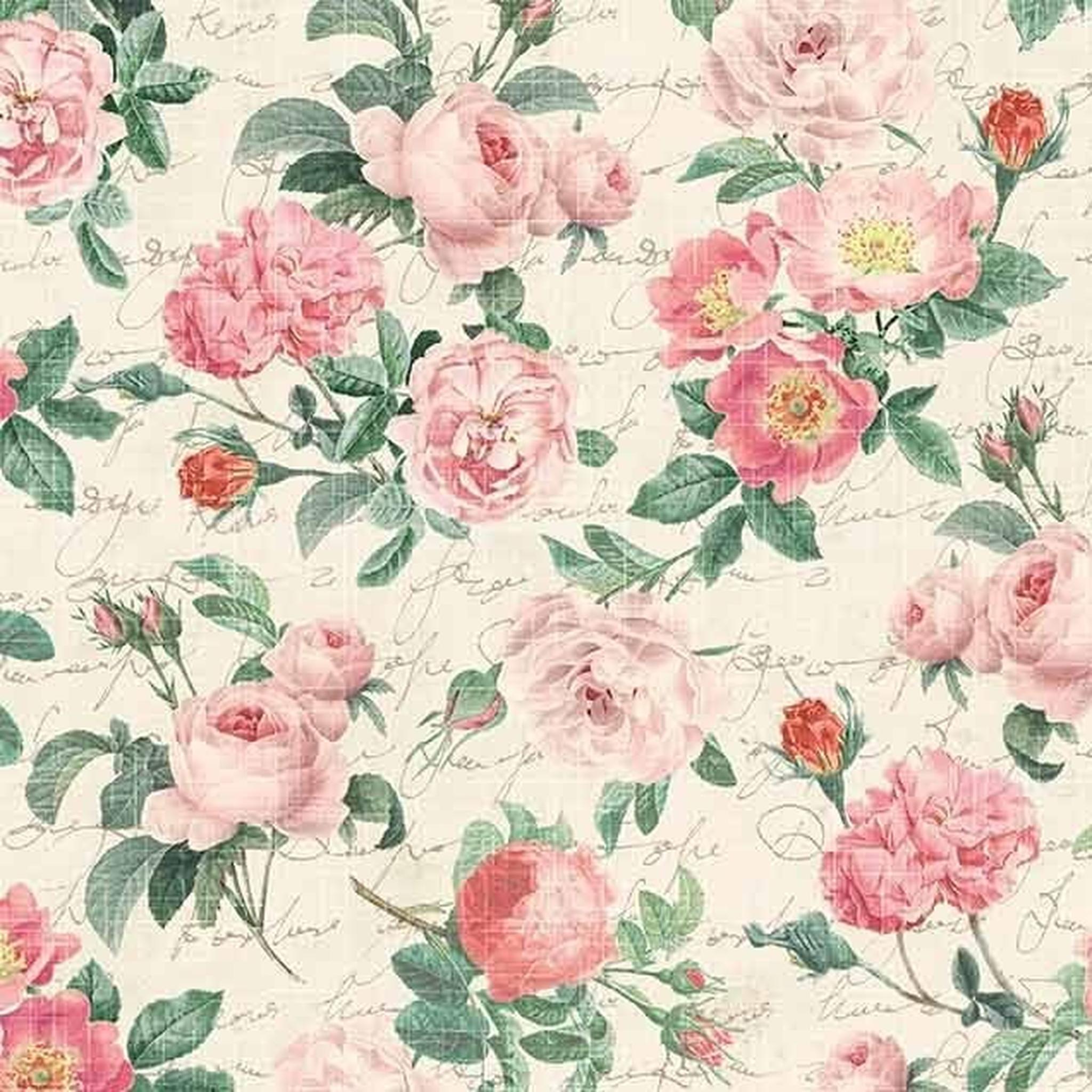 Vintage Perfumery by Michael Miller Heirloom Roses: Coral