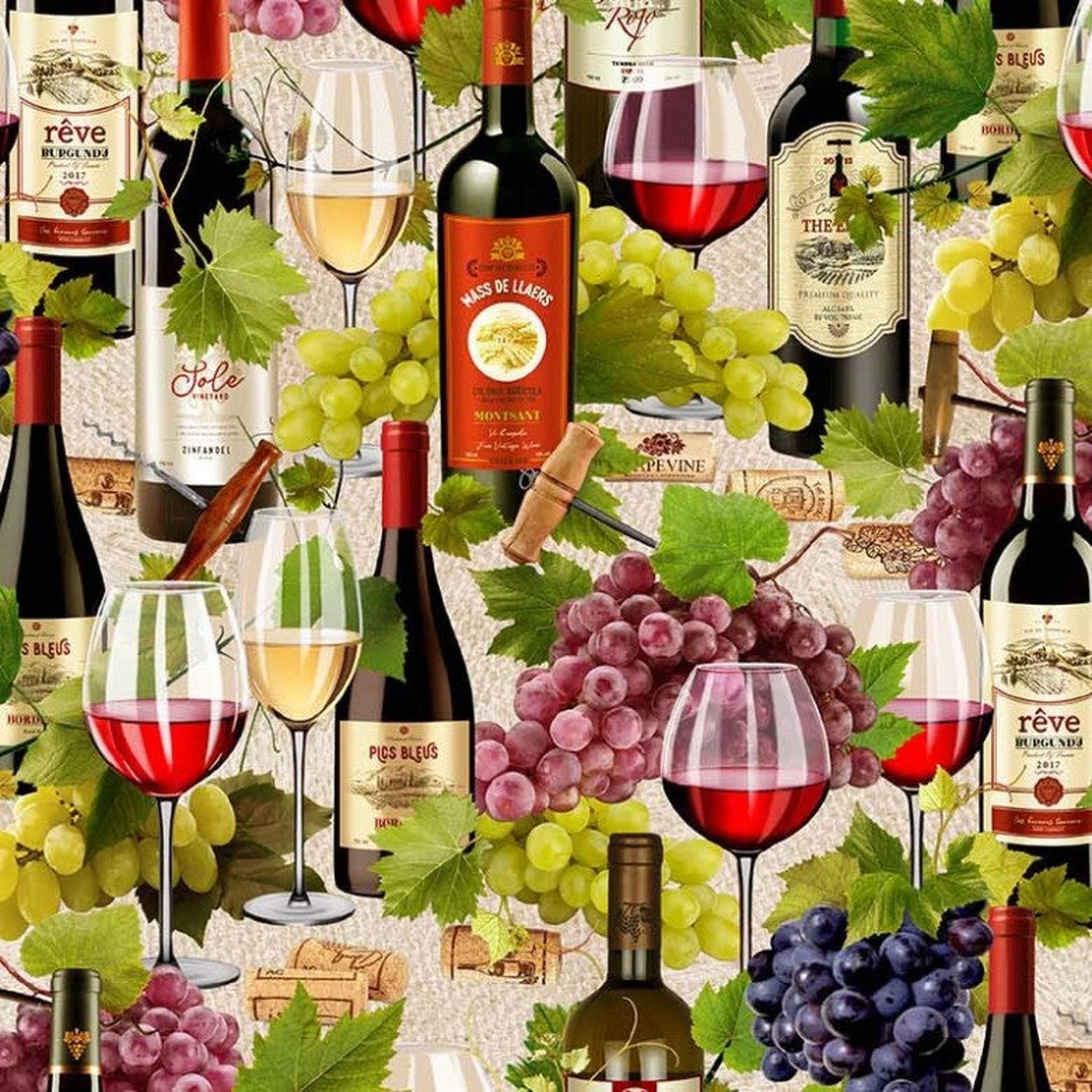Viva Vino by Michael Miller - Cheers: Cream