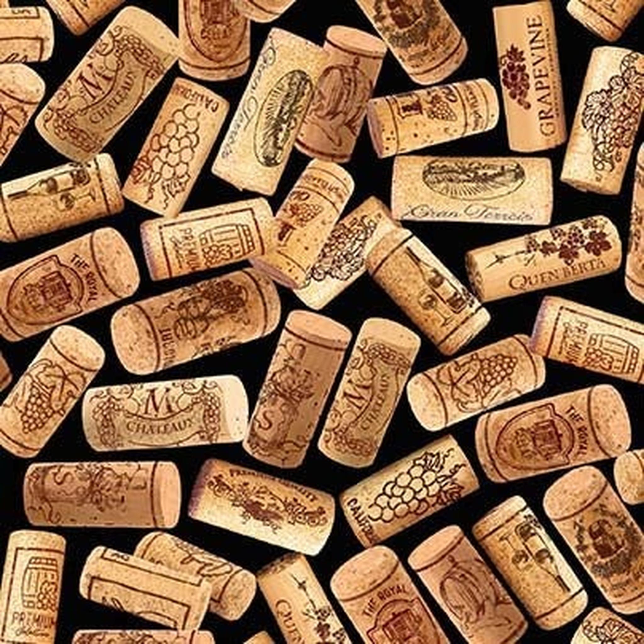 Viva Vino by Michael Miller - Wine Corks: Black