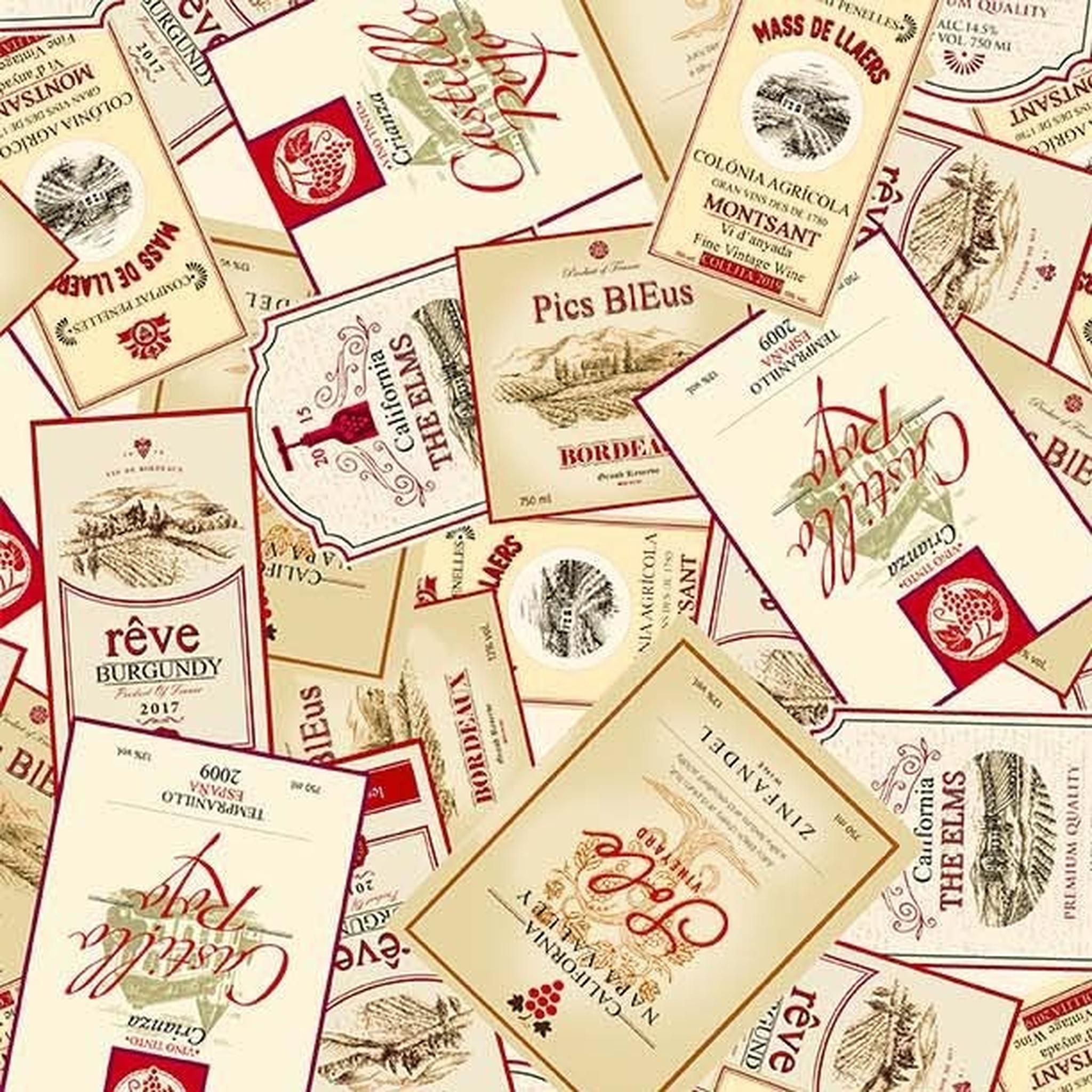 Viva Vino by Michael Miller - Wine Labels: Cream