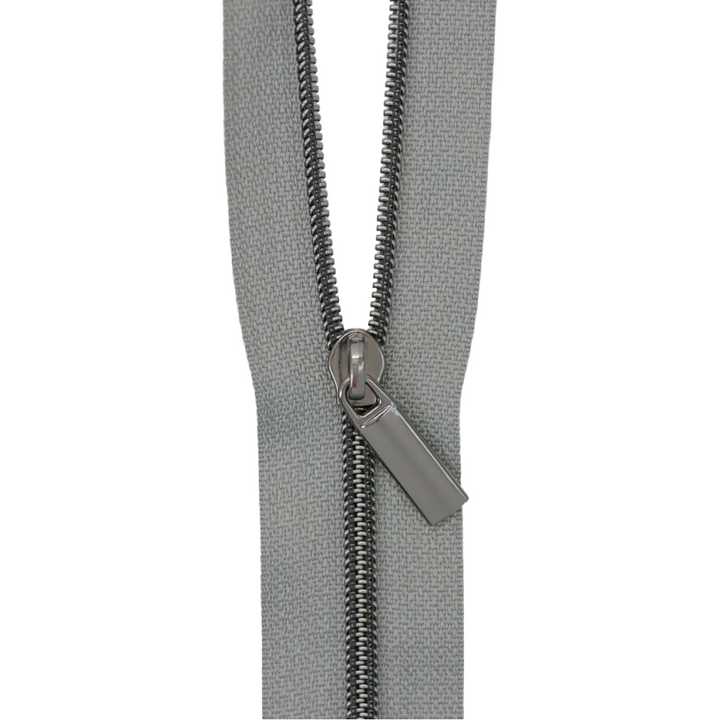 Grey Nylon Coil Zipper #3 - Gunmetal Finish