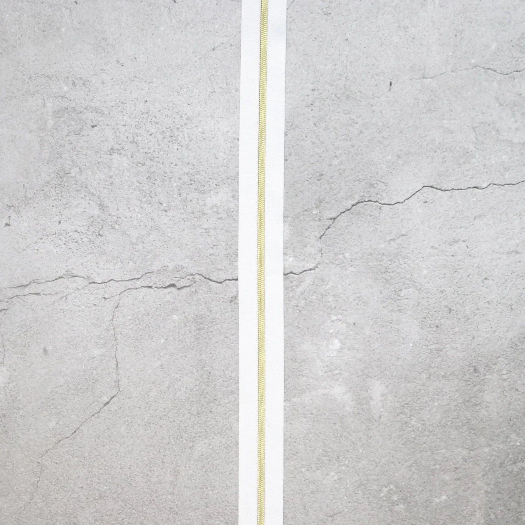White Nylon Coil Zipper #3 - Gold Finish