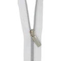 White Nylon Coil Zipper #3 - Nickel Finish