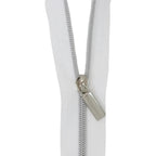 White Nylon Coil Zipper #3 - Nickel Finish
