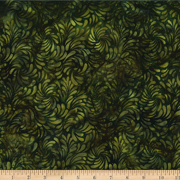 Bali Batik - Swirly Petals - Forest