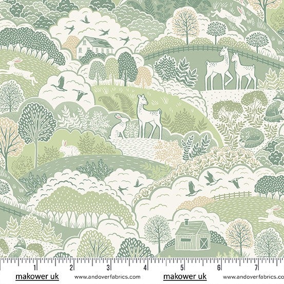 Foxwood by Makower UK - Rolling Hills Green