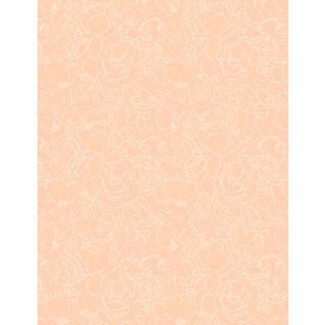 Peach Whispers Floral Outlines Peach