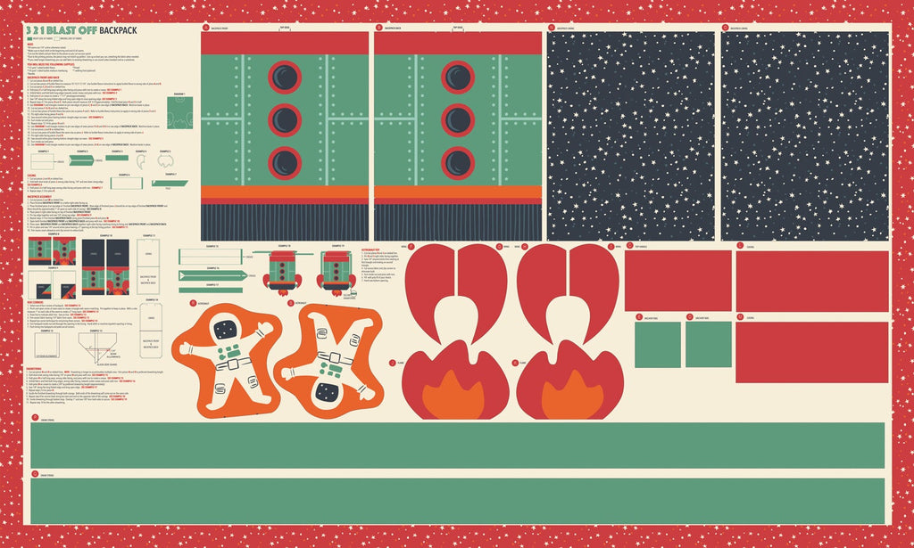 321 Blast Off - Rocket Backpack Panel Multi (36" x 60")