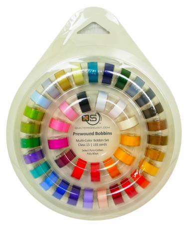 Prewound Class 15 Bobbins 40ct With Bobbin Ring in Multi Colors