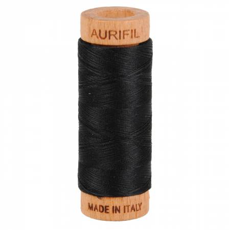 Aurifil Cotton Thread 80wt - Black A1080-2692