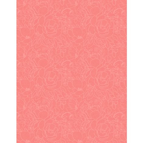 Peach Whispers Floral Outlines Coral