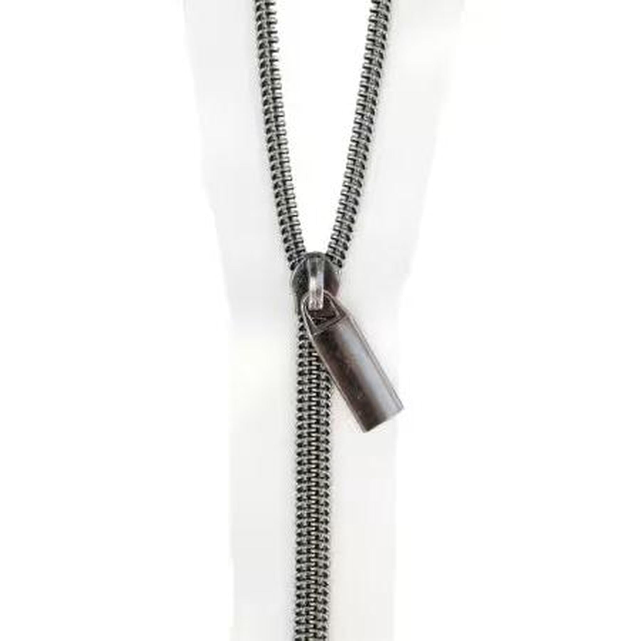White #5 Zipper - 30 inches with 2 Zipper Pulls | Multiple Finishes