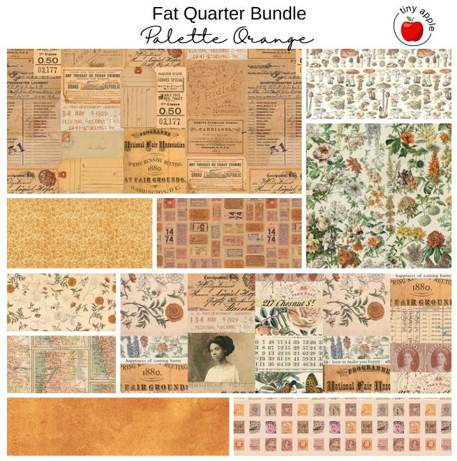 Fat Quarter Bundle (10) - Palette Orange by Tim Holtz