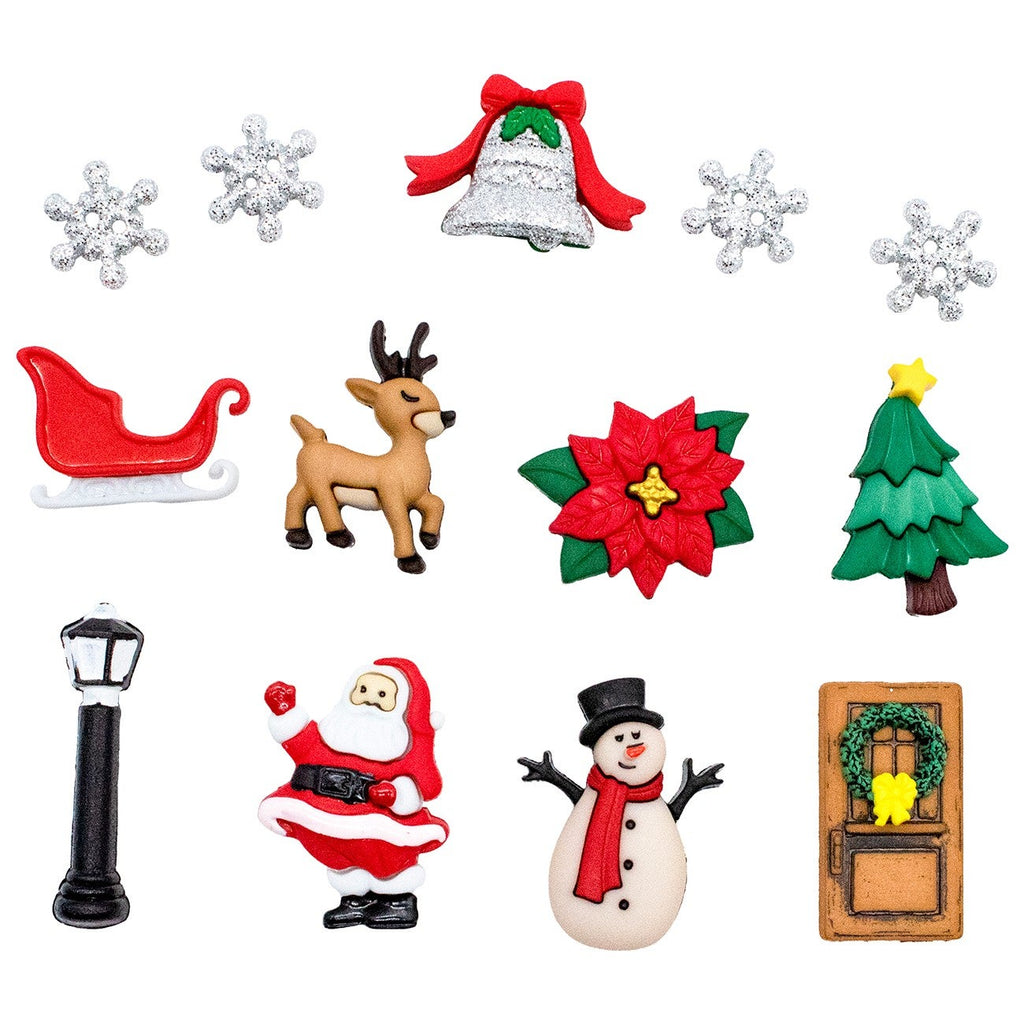 Christmas Village Buttons (13 pack)