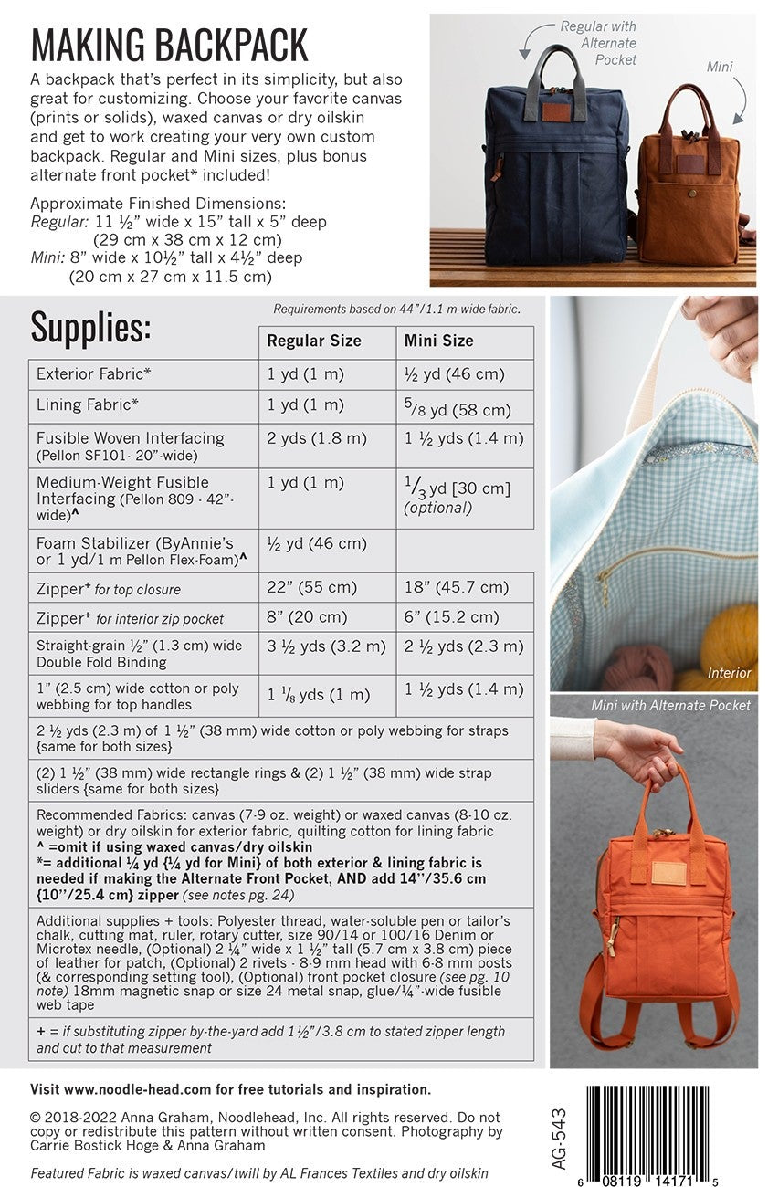 Pattern: Making Backpack