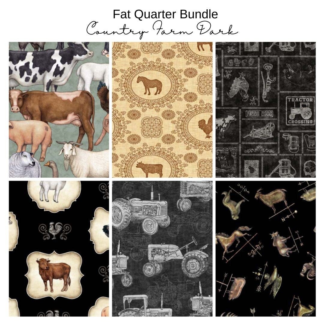 Fat Quarter Bundle - Country Farm - Dark (6)