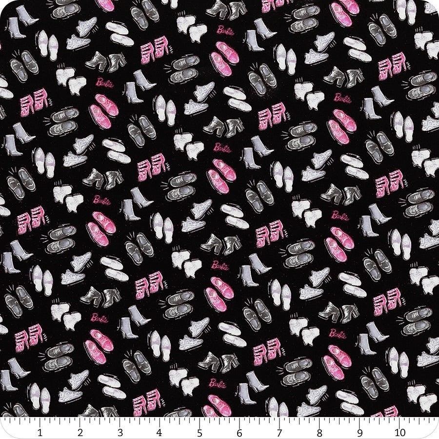Barbie Girl - Shoes Black by Mattel for Riley Blake