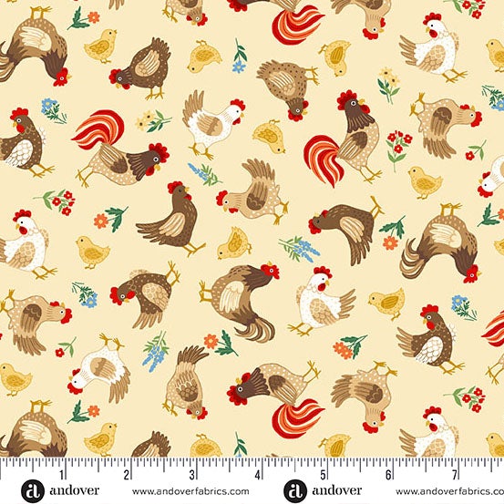 Fun on the Farm by Makower - Chickens: Cream