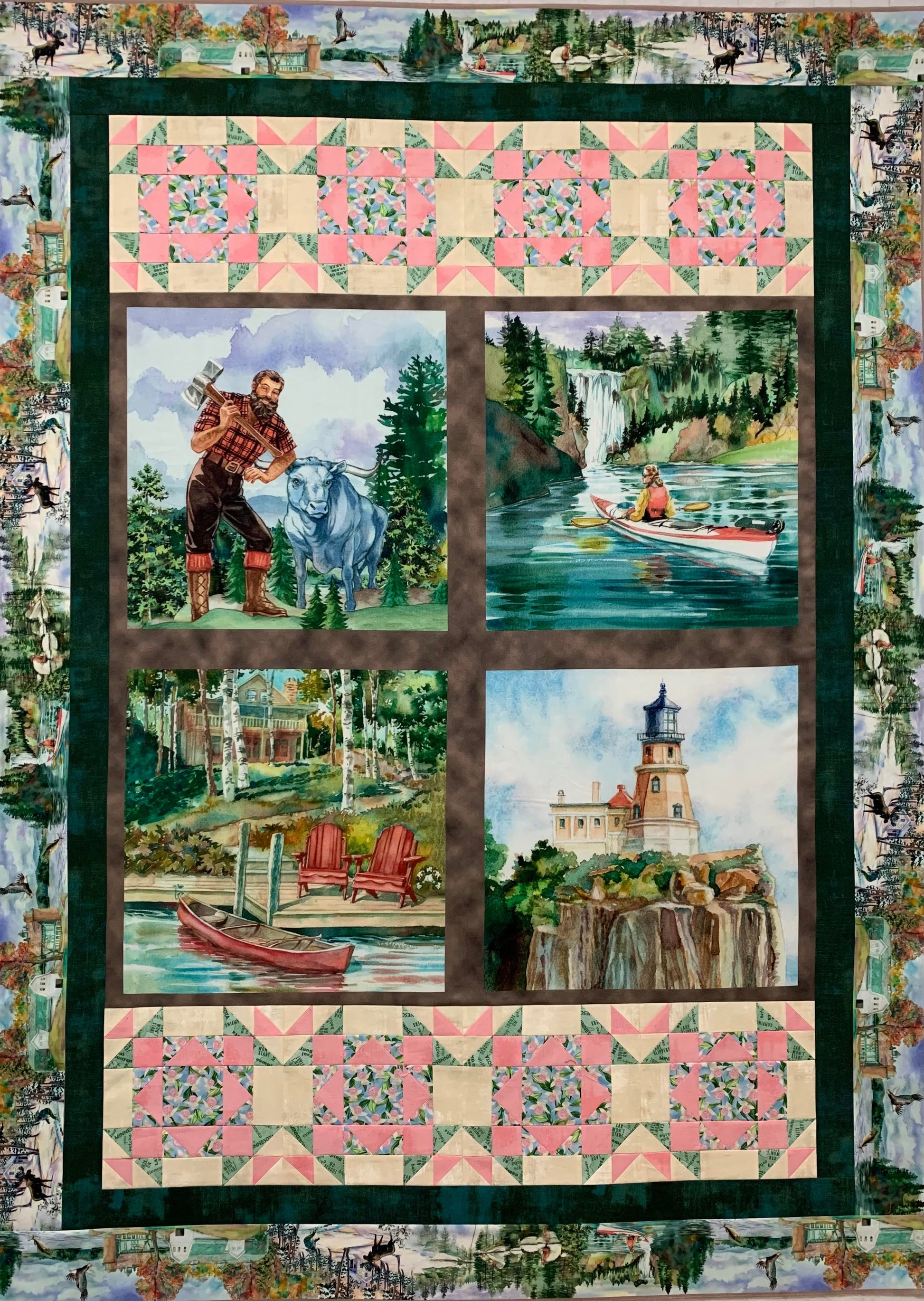 SAMPLE: 2024 All Minnesota Shop Hop Quilt  Panel and Borders (57" x 75")