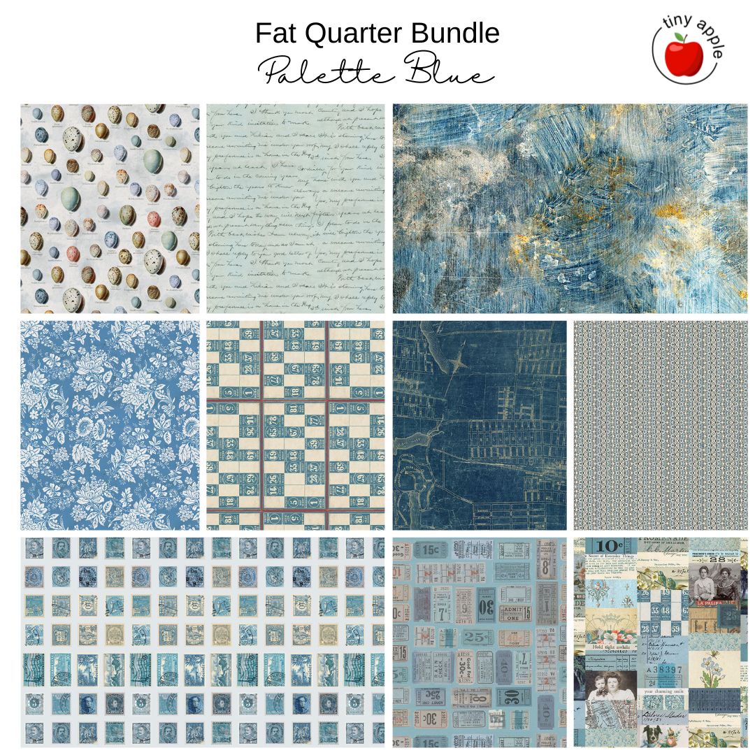 Fat Quarter Bundle (10) - Palette Blue by Tim Holtz