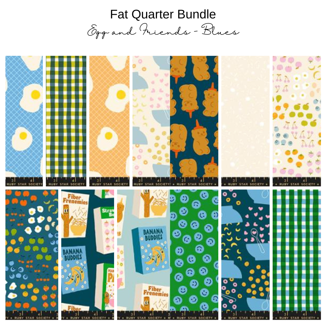 Fat Quarter Bundle (13) - Egg and Friends- Blue
