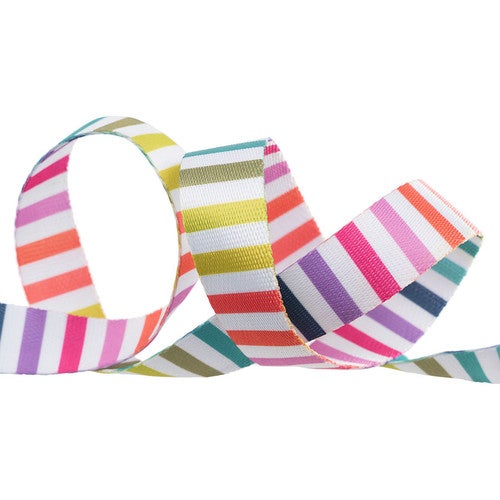 Tula Pink Ribbon - Disco Stripe: Rainbow/Multi - 1"