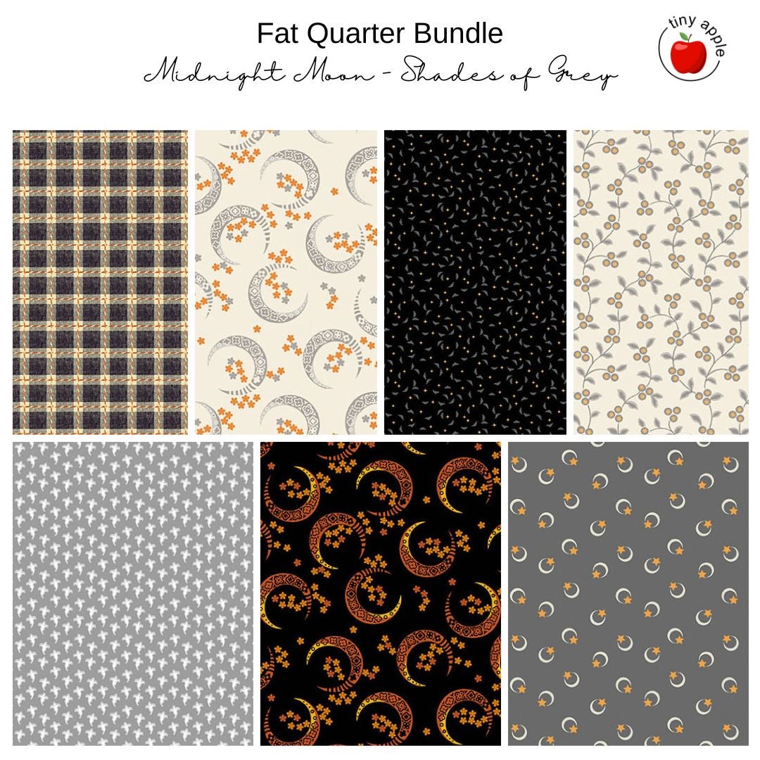 Fat Quarter Bundle (7) - Midnight Moon - Shades of Grey