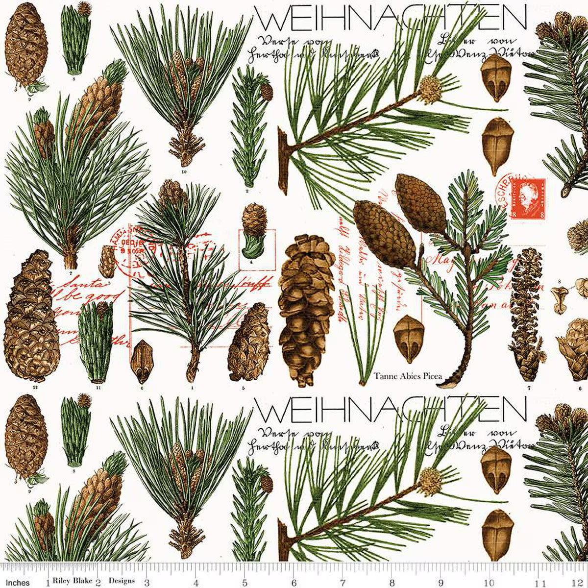 Classic Christmas Botanical Pines - White
