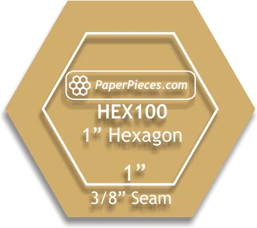 Paper Pieces: Hexagon 1" - Windowed Cutting Template