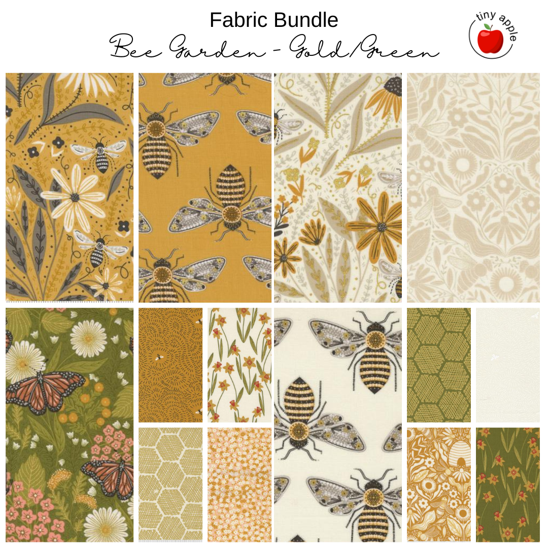 Fat Quarter Bundle (14) Bee Garden Gold and Green