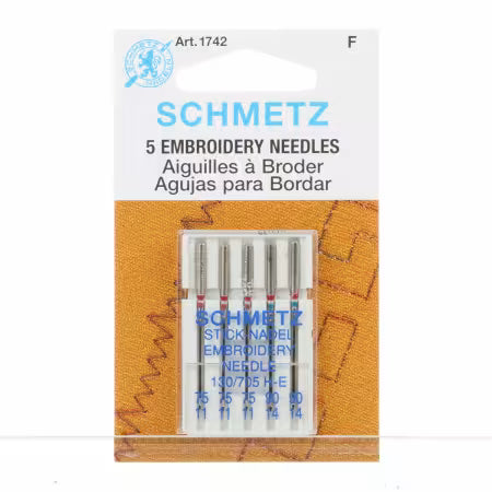 Schmetz Embroidery Machine Needles Assorted Sizes 11/75 & 14/90