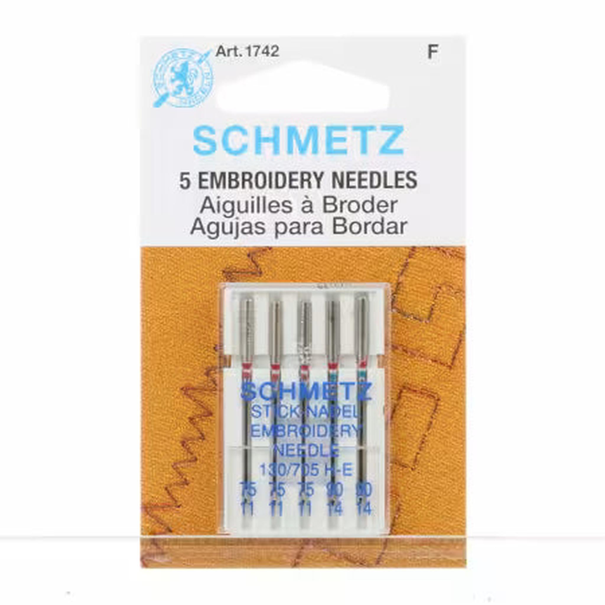 Schmetz Embroidery Machine Needles Assorted Sizes 11/75 & 14/90