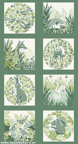 Foxwood by Makower UK - Panel Green (24" x 43")