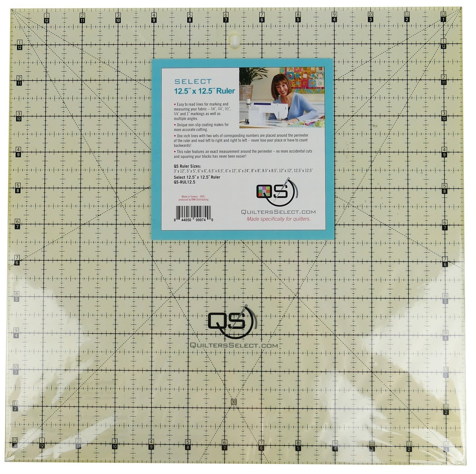 Quilters Select 12 1/2" x 12 1/2" Non Slip Ruler