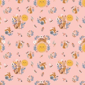 Hide and Seek by Poppie Cotton - Sunny Bunnies - Pink