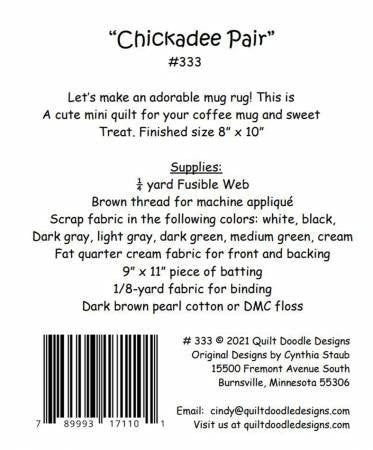 Pattern: Chickadee Pair Mug Rug