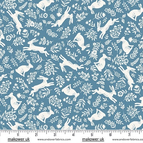 Foxwood by Makower UK - Bounding Bunnies Blue