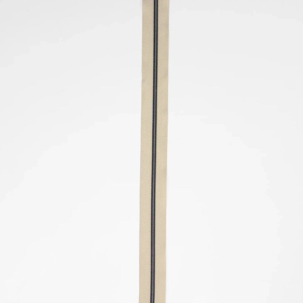 Beige Nylon Coil Zipper #3 - Gunmetal Finish