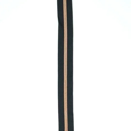 Black Nylon Coil Zipper #3 - Gold finish