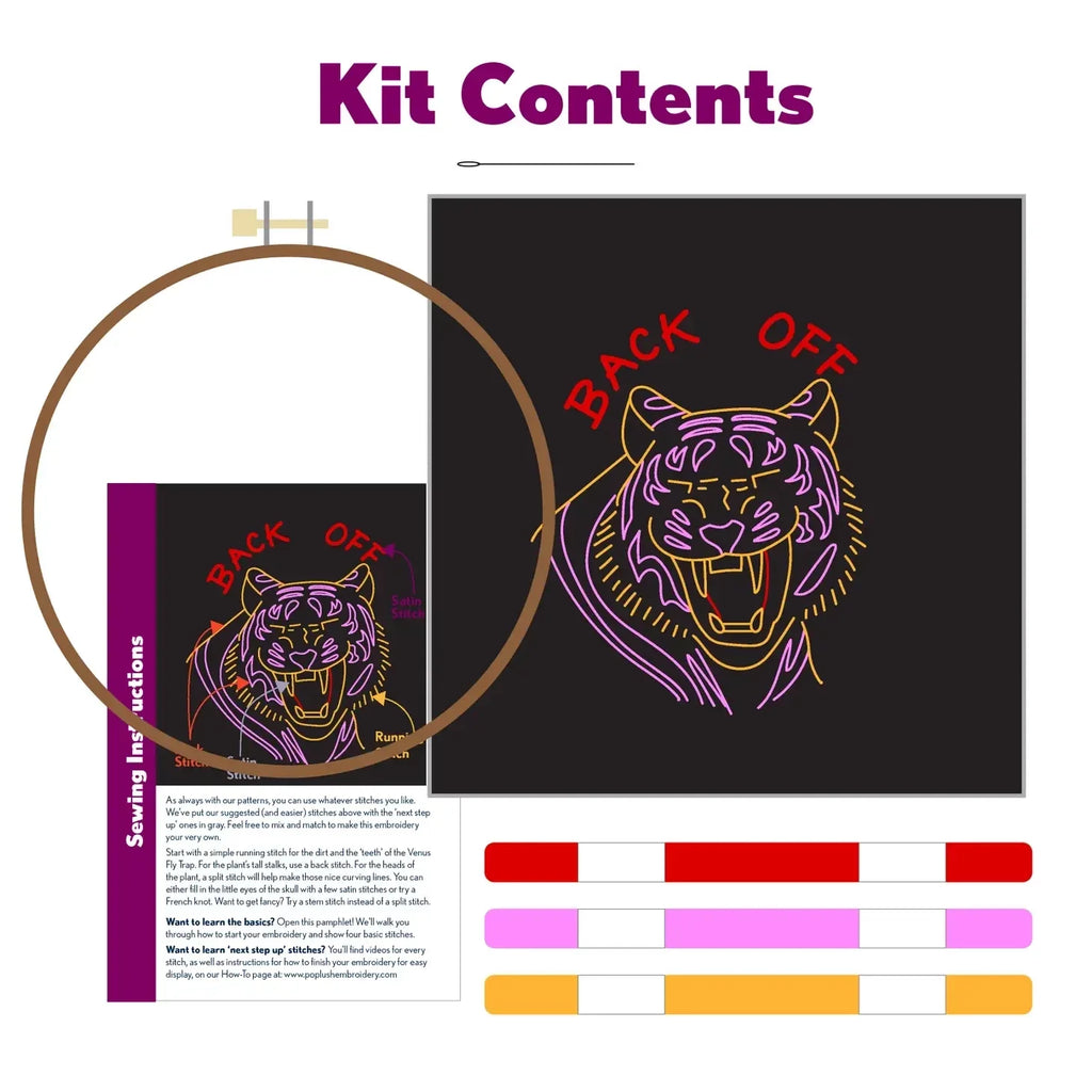 Back Off Tiger 5" Embroidery Kit