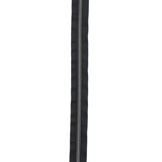 Black Nylon Coil Zipper #3 - Nickel