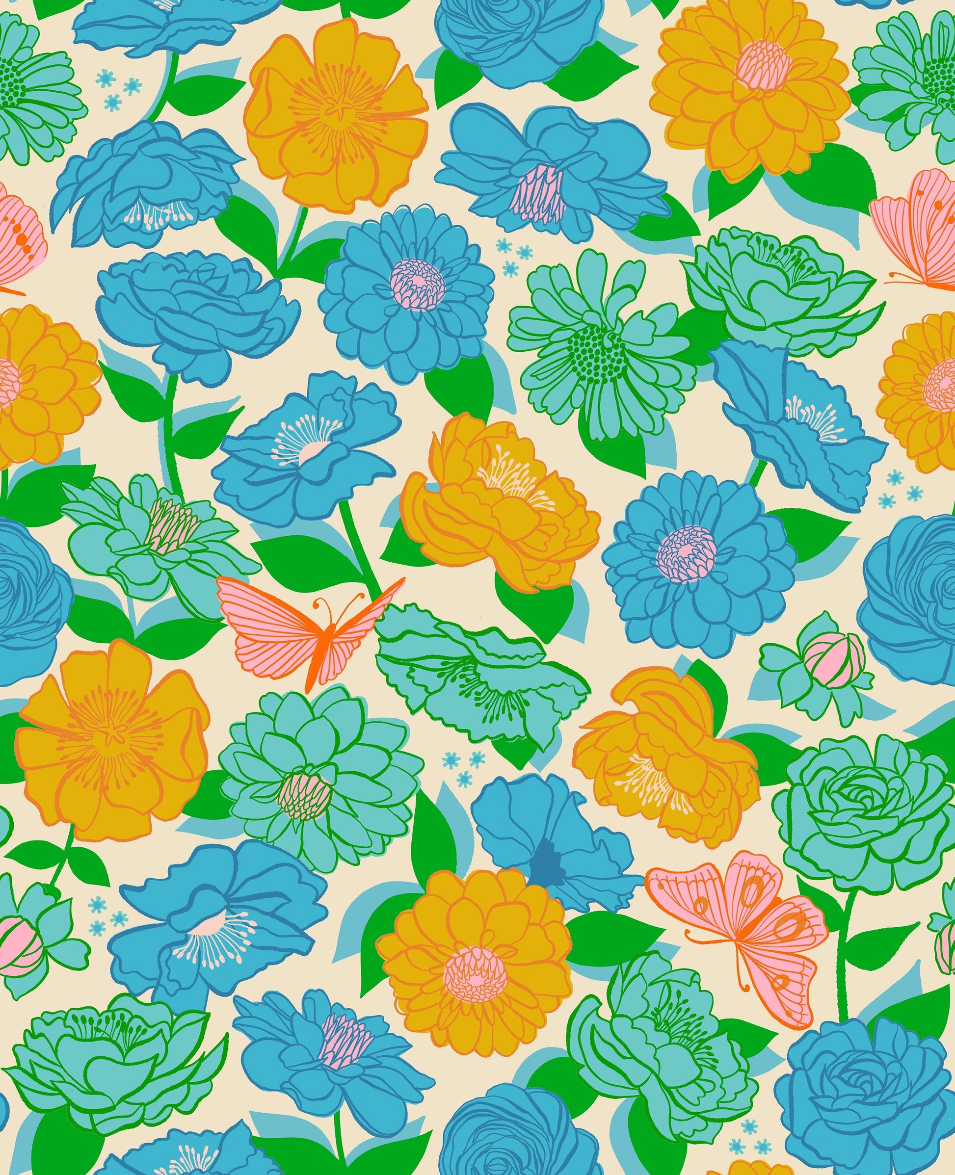 Flowerland by Melody Miller - Bold Floral Turquoise