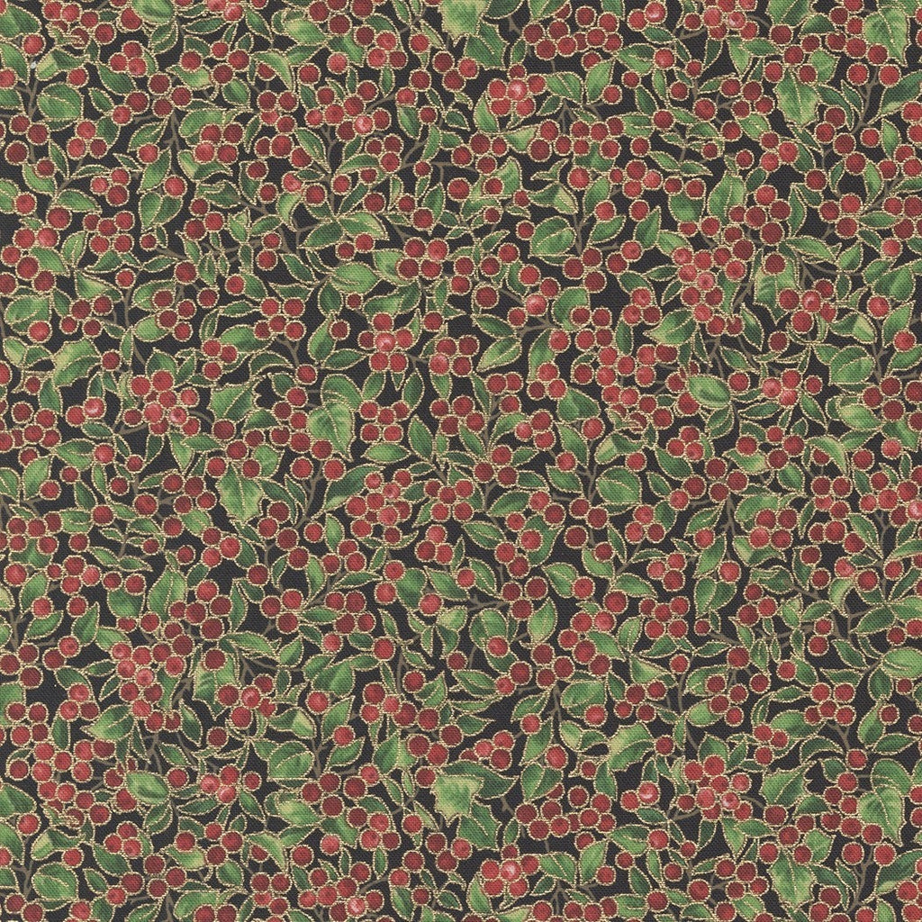 Merry Manor Metallic by Moda - Black