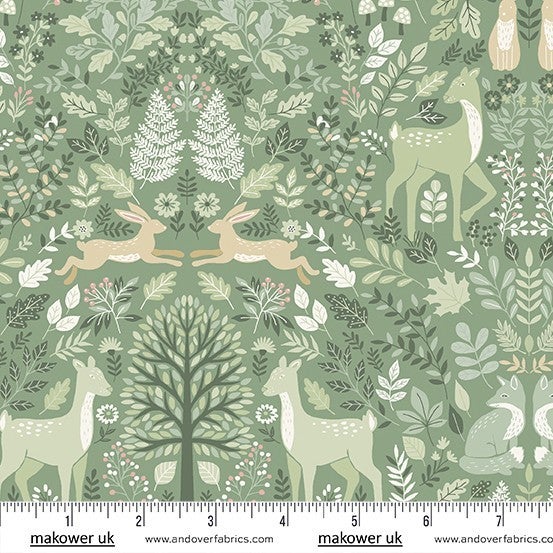 Foxwood by Makower UK - Dusk Nature Trail Green