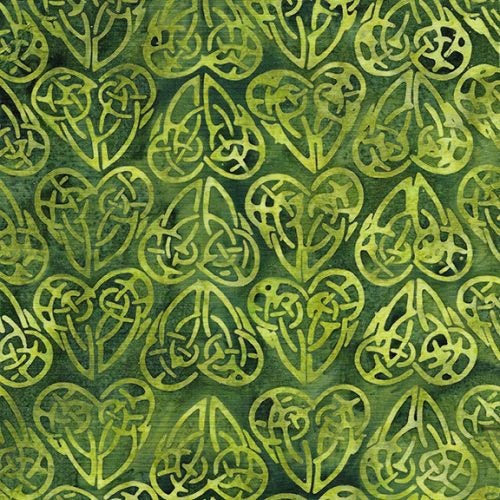 Island Batik - Celtic Hearts-Green Gecko