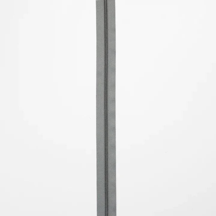 Grey Nylon Coil Zipper #3 - Gunmetal Finish