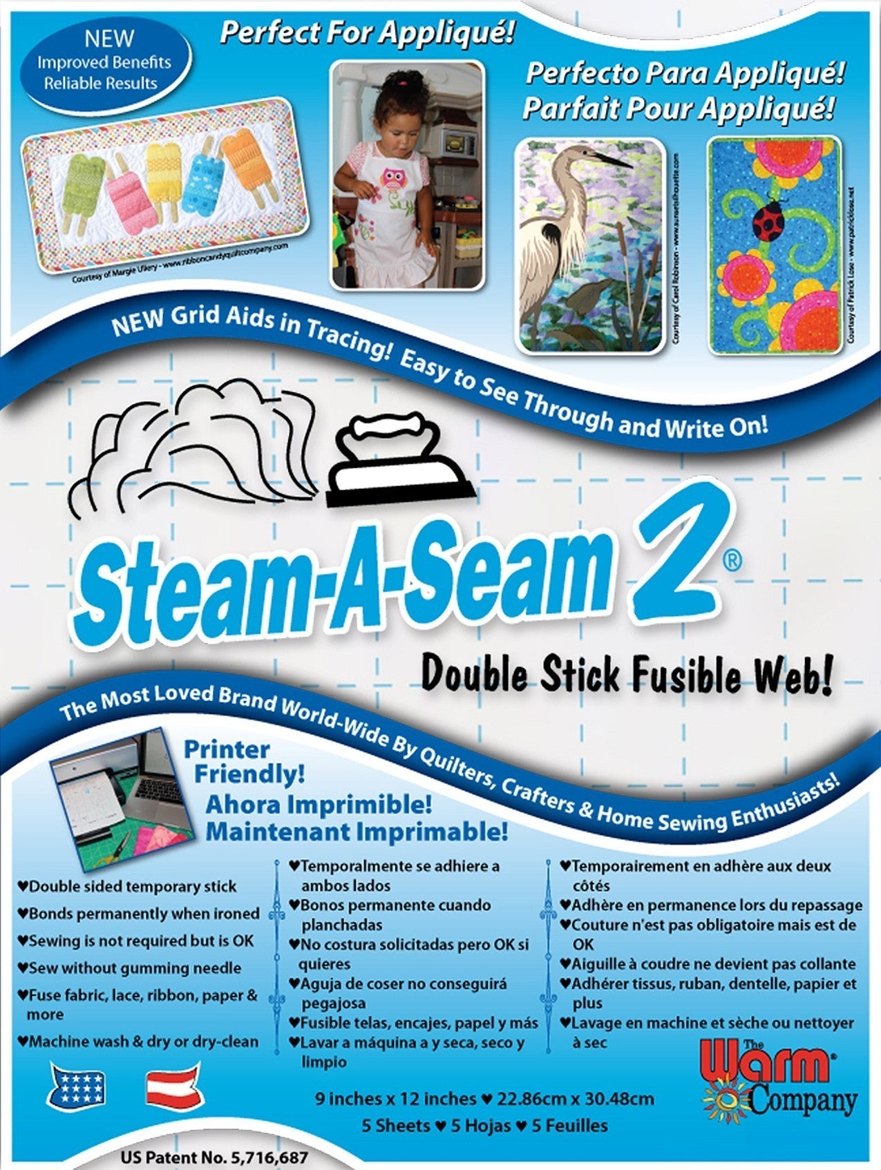 Steam A Seam Regular Pack (5) 9x12 Sheets